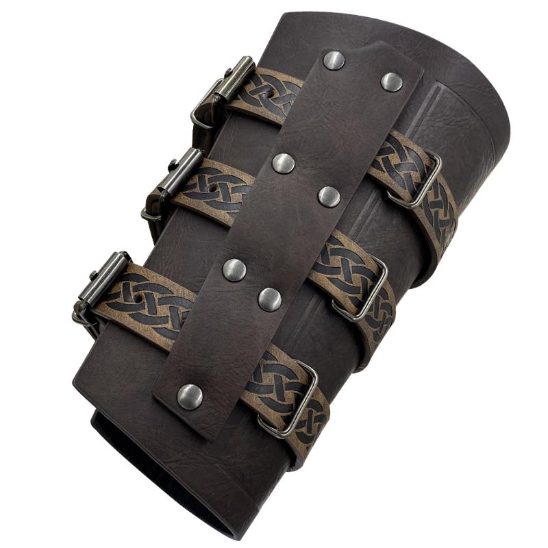 1pair Leather Gauntlet Wristband Vintage Mens Armguards Hammers Wide Wristband for Knights and Renaissances Participants