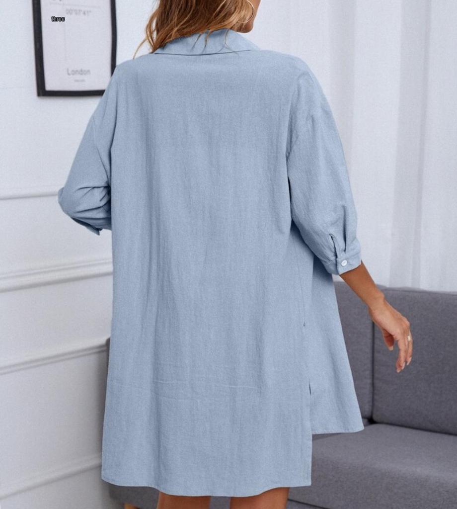 2023 Spring Women's Casual Patchwork Cotton Linen Two-Piece Set with Seven-Sleeves