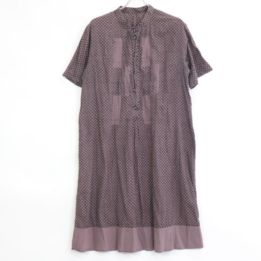 Haat HA22FH511 Brown All-over Print Short-sleeved Dress Dress 4 BrownUsed