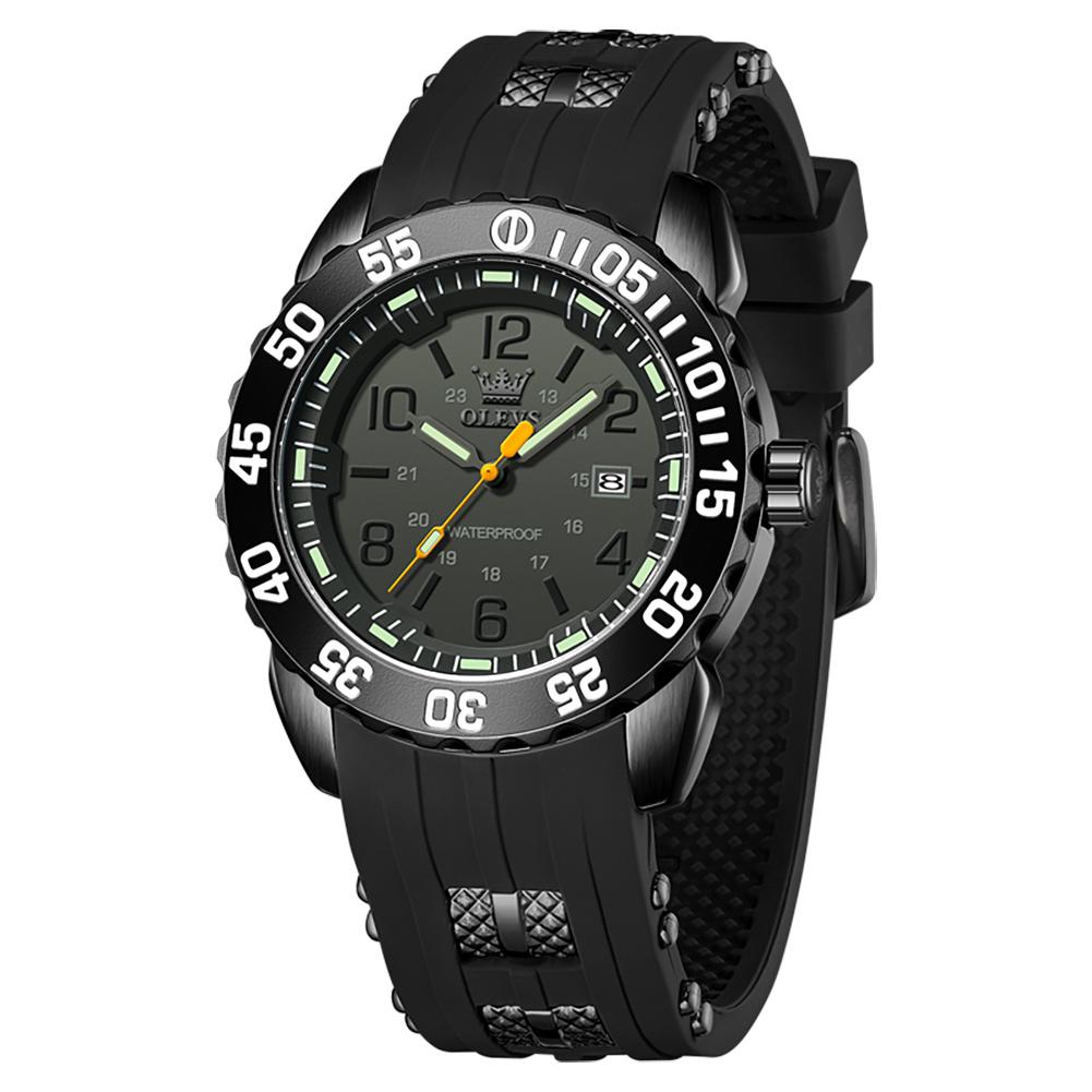 OLEVS Berühmte Marke Sport Silikonarmband Militäruhr für Herren Wasserdicht Leuchtend Mode Quarzuhren