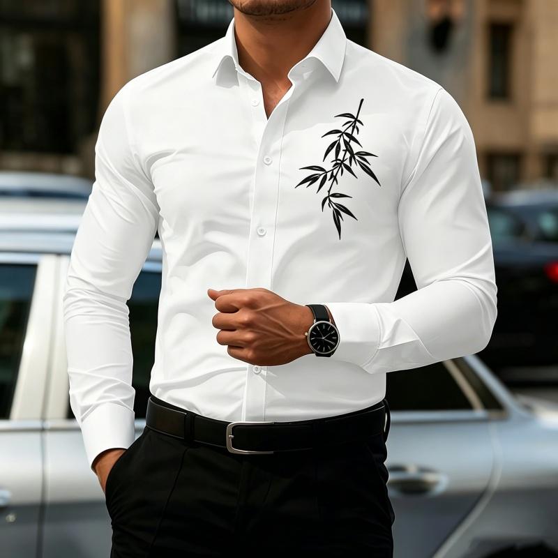 Men's Contrasting Striped Shirt Street Style Black and White Striped Slim Fit Shirt Business Casual Formal Shirt XS-6XL