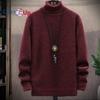 Cozy Up Men's Autumn and Winter Solid Thickened and Padded High-Collar Sweater