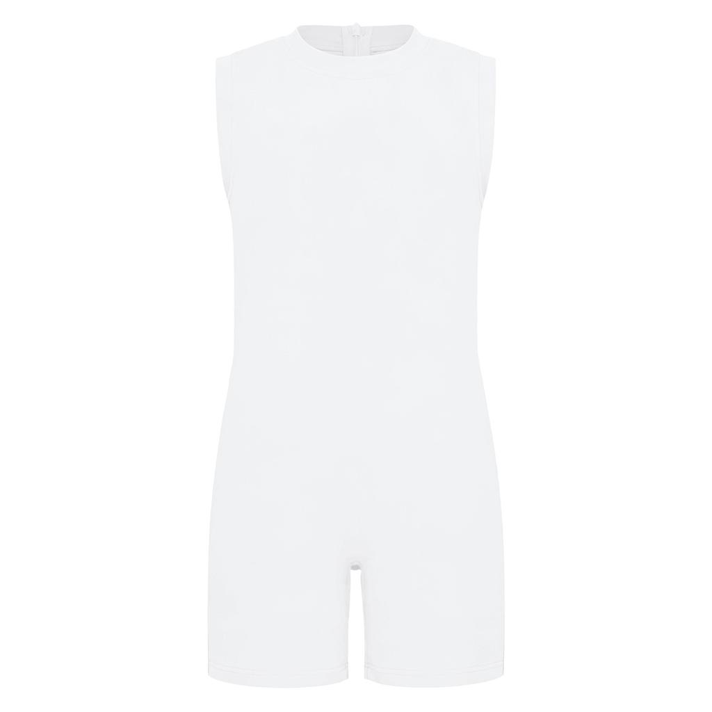 Dětský overal s krátkým rukávem a kulatým výstřihem pro speciální potřeby, s neviditelným zipem na zádech, jednobarevný