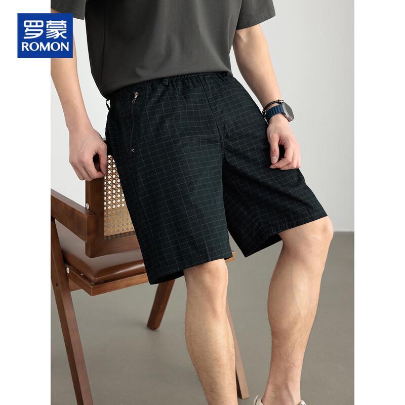 ROMON Men's 100% Cotton Plaid Cargo Bermuda Shorts