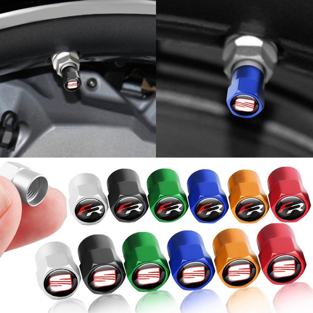 TBID8 4Pcs Metal Car Styling 3D Wheel Tire Valve Caps Stem Cover Accessories For Seat FR Cupra Tarraco Ateca Toledo Leon Ibiza Cordoba