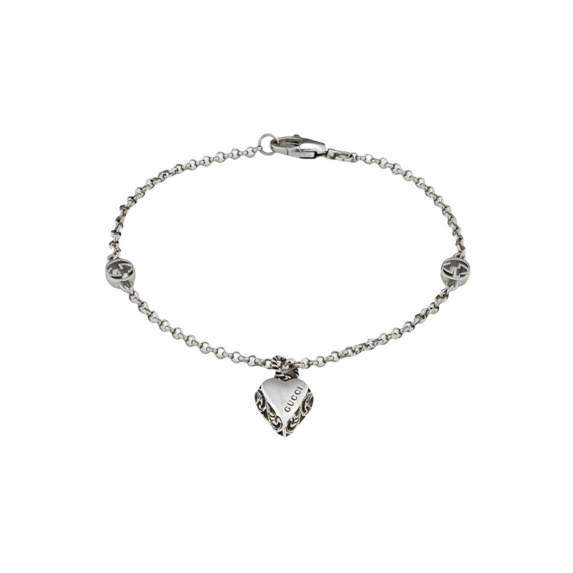 Gucci Heart Pendant Silver Vintage Matte 925 Silver Bracelet Women bracelet Black 678905-J89B0-9515 18