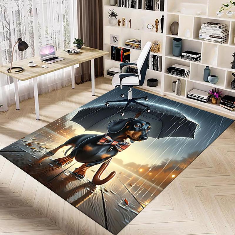 1PC Dachshund in the rain Anti-slip carpet, suitable for Office, bedroomand playrooms. It can also be used as a sofa footrest cover-R17