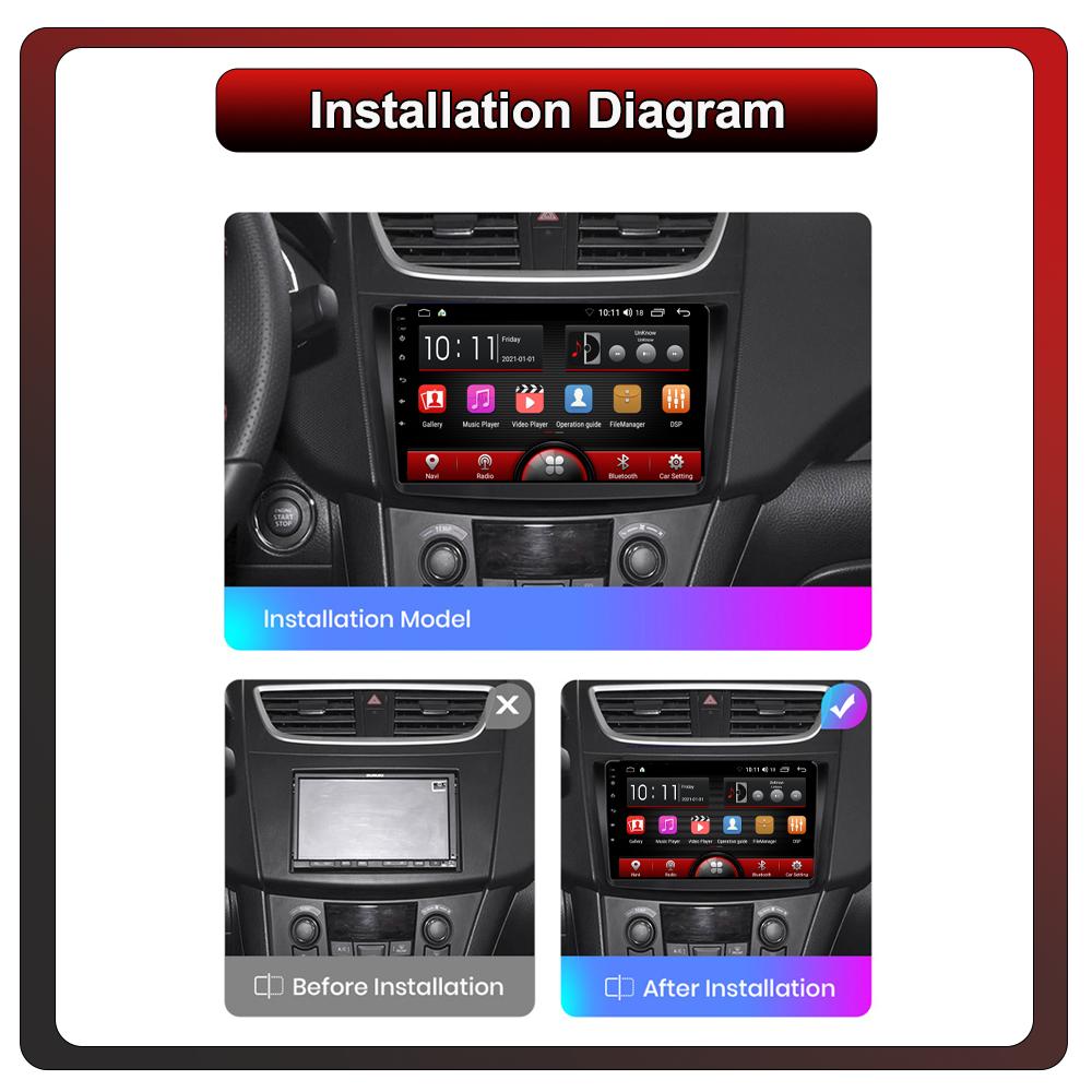 2Din Android Car-Play Car Radio,Suzuki Swift 2011-2016,Multimedia Player Head Unit Stereo GPS Navigation BT WIFI,1+16GB