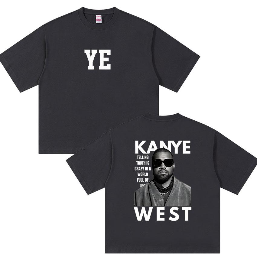 GUOYAN TOP Rapper Kanye West Ye Tour Album 2026 Grafisch T-shirt Heren Vintage Oversized Katoenen T-shirts Hiphop Kleding T-shirt Streetwear L