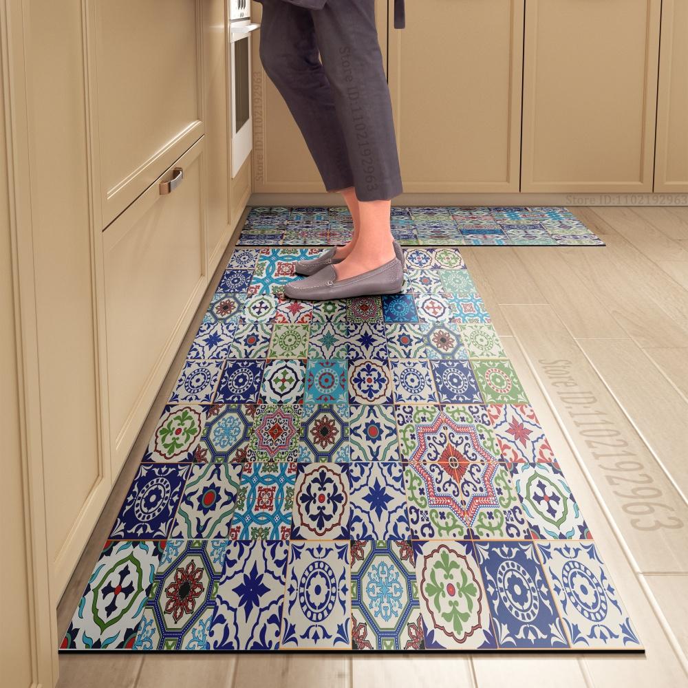 1PCS Kitchen Floor Mat Waterproof, Anti-skid, Anti-dirty Foot Mat Household Door Mat Crystal Velvet Long Strip Carpet Door Mats