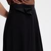 LANCY Elegant Commuter Black Midi Skirt