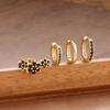 4PCS Fashion Stainless Steel Zircon Round Hoop Earrings Set For Women European Simple Hoops Flower Ear Stud Wedding Jewelry