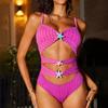 Women's Color-blocked Backless One-piece Swimsuit