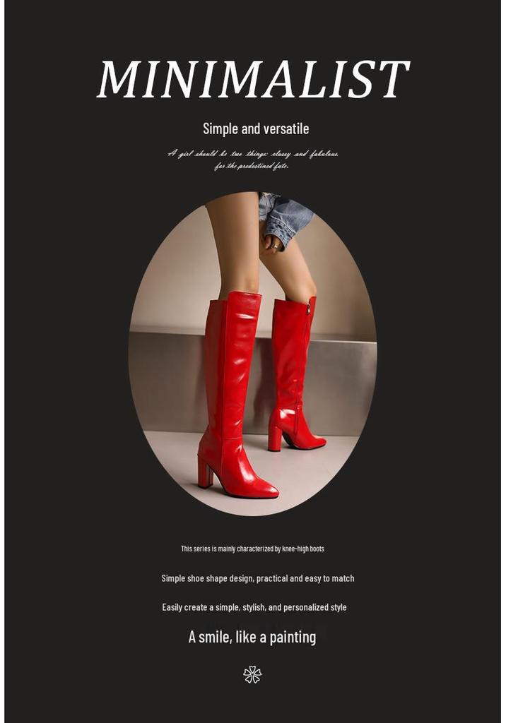 2025 Winter High Leg Knight Boots, Size 34-48, Chunky Heel, Women's Fashion Footwear.