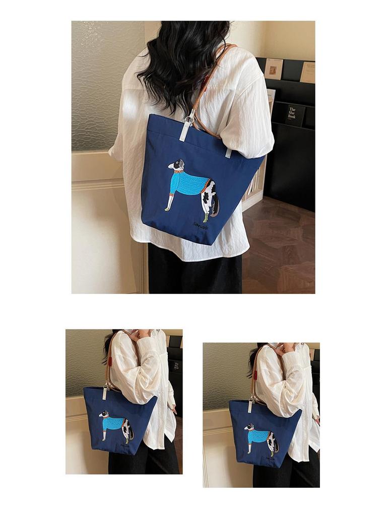 Spring Japanese Embroidered Eco-friendly Women's Shoulder Bag - Trendy, Large Capacity, Lightweight Tote