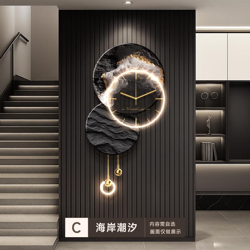 Modern Living Room LED Wall Clock Luxury Design Silent Number Clock Nordic Wall Watch Korean Creative Mural Lamp Room Decor