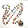 Retro Rosary Beads Chains Acrylic Glass Mary Necklace Trendy Prayer Pendant  Jewelry Gift