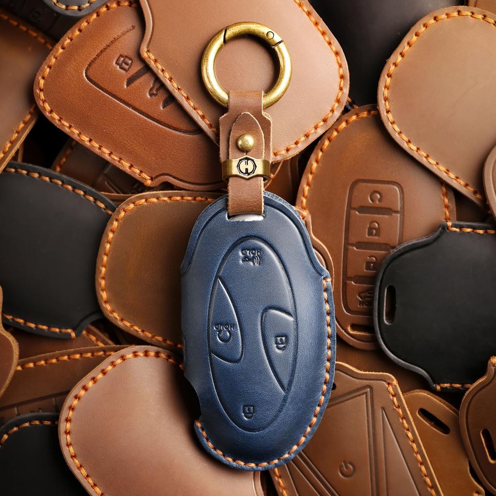 The New Retro Key Bag Is Suitable for Korean Hyundai Car Key Cover, Purely Handmade High-end Protective Shell Buckle, Cowhide.