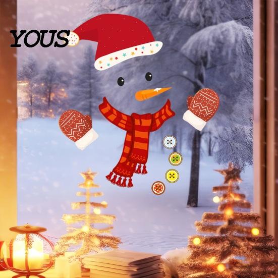 Seasonal Home Beautification Decals Christmas Snowman Static Window Stickers, Removable PVC Glass Decals, Waterproof Creative Holiday