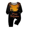 Family Matching Halloween Print Pajama Set Long Sleeve Top and Pants for Parents and Kids