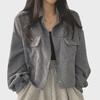 French Retro Corduroy Lapel Short Jacket - Women's Petite Trendy Casual Fall/Winter Coat