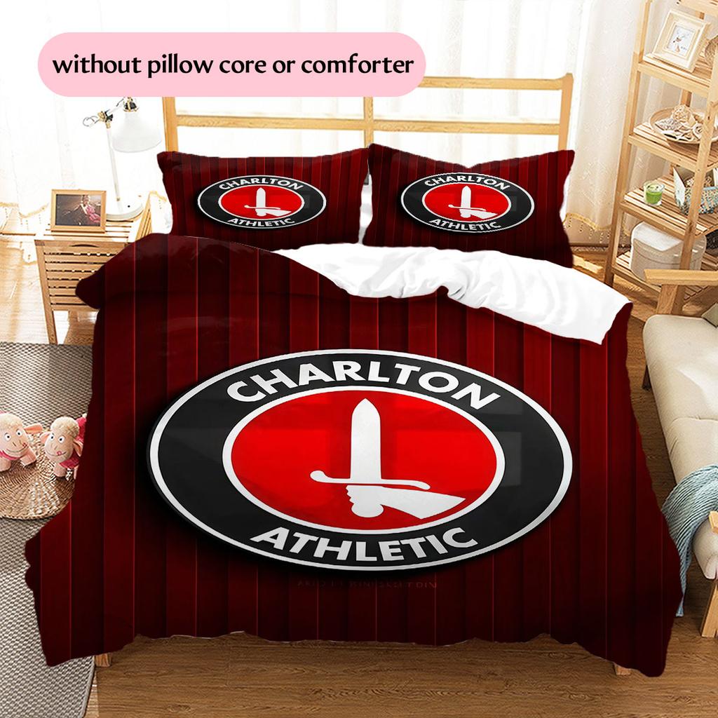 Charlton Athletic FC Pattern Bedding Home Decoration Birthday Gift ( 1 duvet cover + 2 pillowcase, without core),fan merchandise.