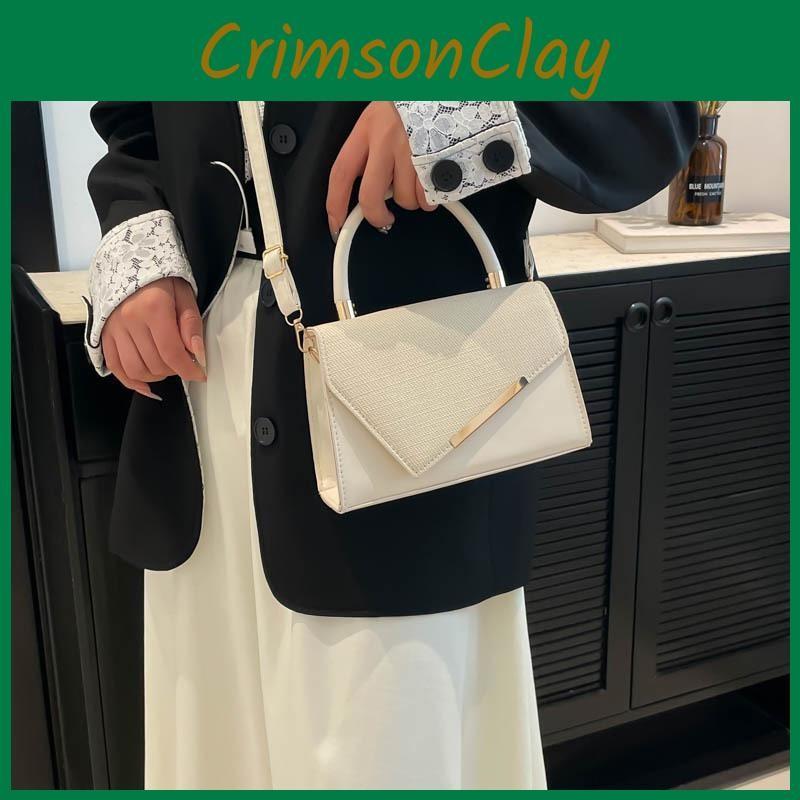 Luxury Light Splicing Contrasting Color Crossbody Bag With Buckle Magnetic