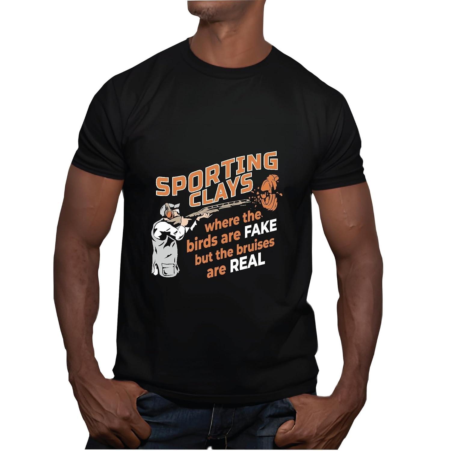 Humorous Sport Enthusiasts Sporting Clays Men Women Black Multicolor T shirt S