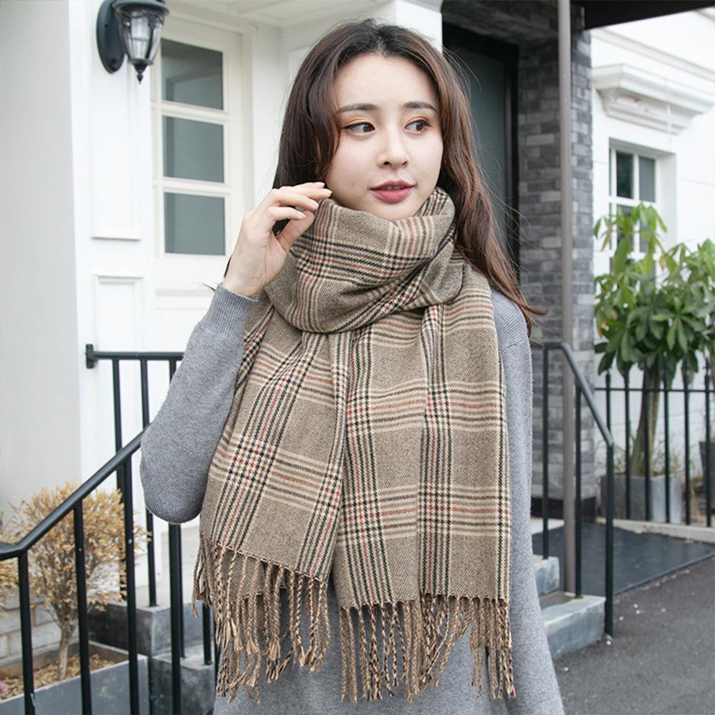 Autumn Winter Warm Scarf Fashion British Style Plaid Tassel Imitation Cashmere Shawl Cape