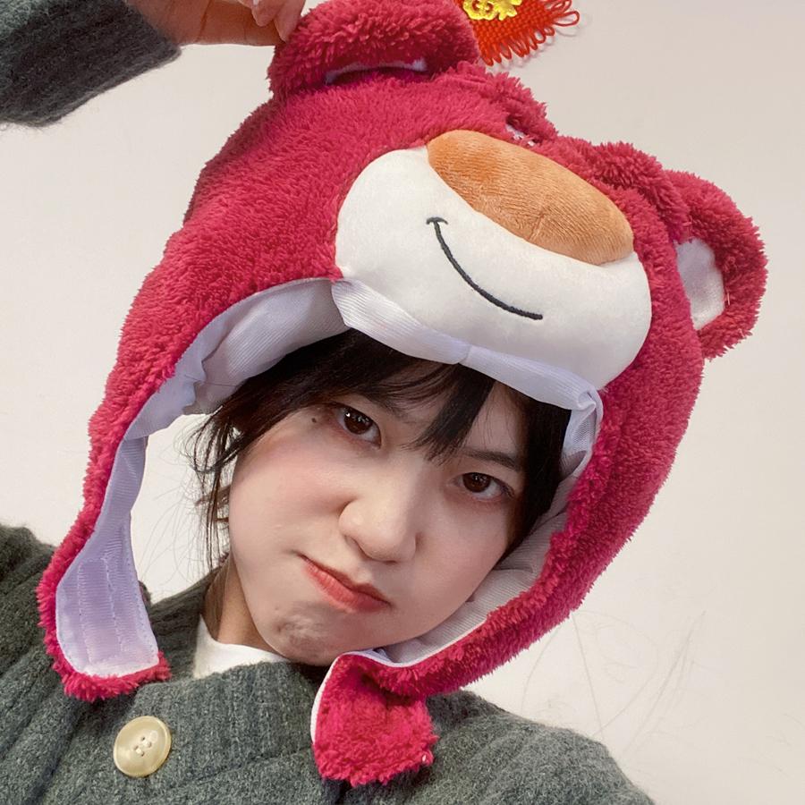 Dívčí srdce plyš roztomilý kreslený vtipný medvěd jahodový medvěd kapuce klobouk foto rekvizity pro vystoupení