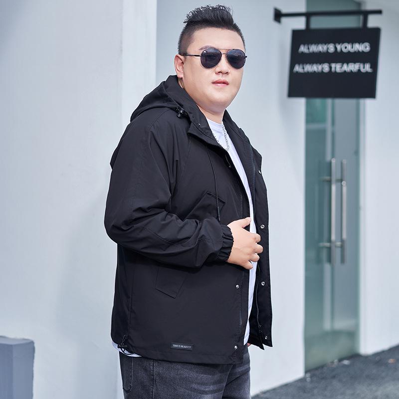 Men's Plus Size Trendy Hooded Windbreaker Jacket - American Workwear Outdoor Casual Mountaineering Apparel