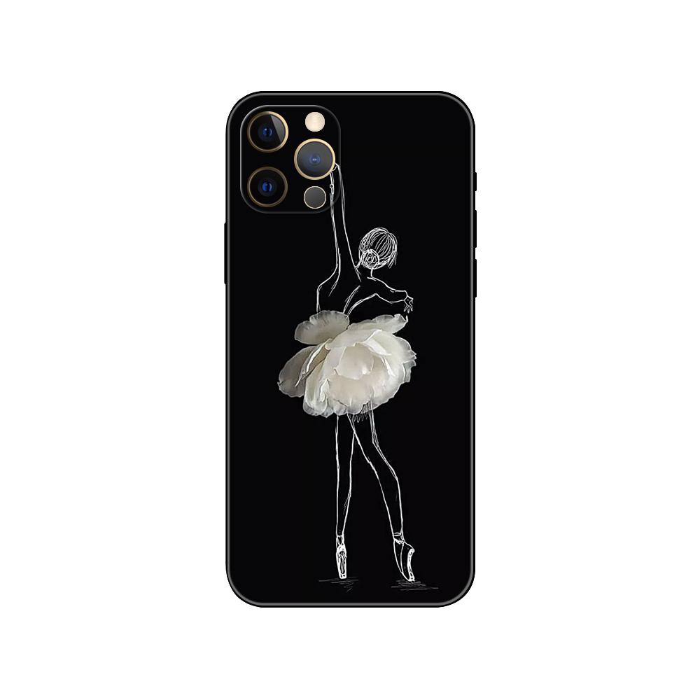 

Черный чехол из ТПУ для iPhone 5S SE 6 6S 7 8 plus x 10 XR XS 11 12 13 mini pro MAX задняя крышка балетные тапочки для девочек iphone 12