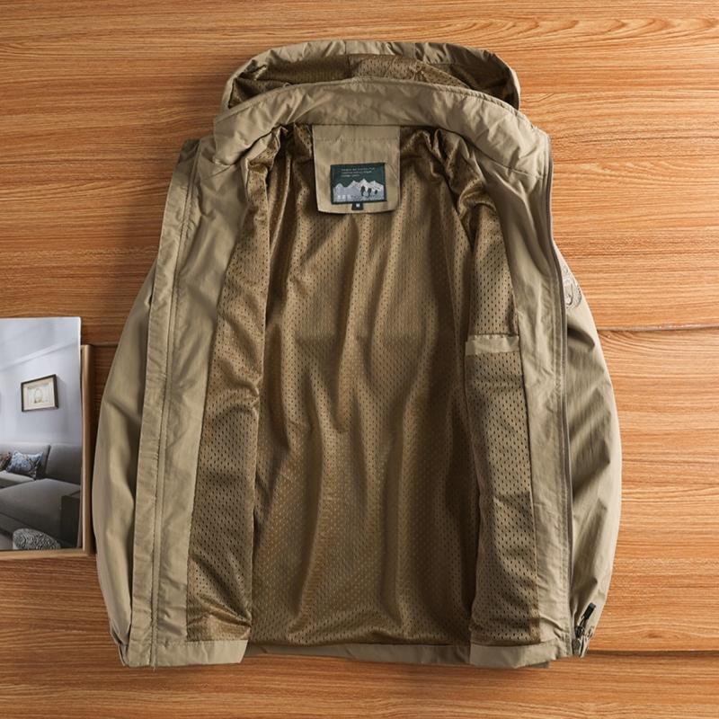 Spring Autumn Mens Jacket Oversized  Thin Breathable Outdoor Hiking Coat Windproof Rainproof Hooded Jackets Men Clothing