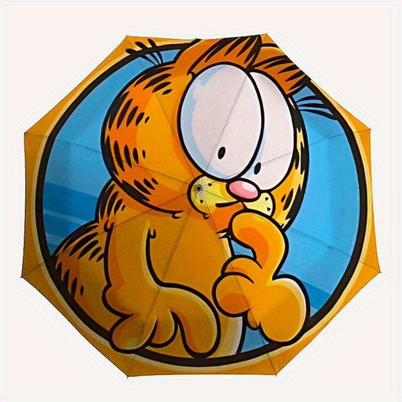 

1pc Garfield Cat Automatic Open/close Folding Portable Umbrella with 8-Rib Structure for Women/Men, All-Season Use a0901019