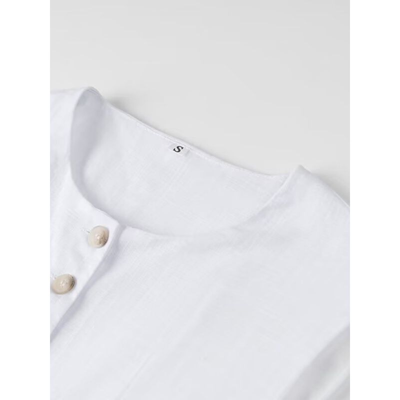 Kaslead New Arrival Women's Clothing Fashion Style Fashion All-Match Button Design round Neck Vest Top