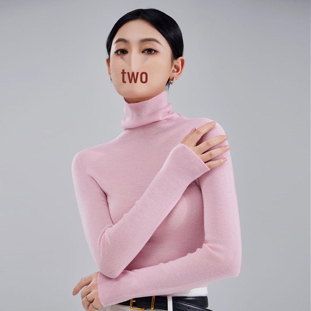 2025 Women's Turtleneck 100% Wool Slimming Knit Sweater - Autumn/Winter Long Sleeve Base Layer