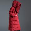 Quilt down jacket women's medium and long black H-shaped hooded knee thickened duck down jacket winter wear