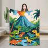 Cartoon Niedlicher Dinosaurier Weiche Warme Plüsch-Kuscheldecke für Kinder Jungen und Mädchen Flanell-Tagesdecke für Sofa Bett Außenbereich Druckabdeckung