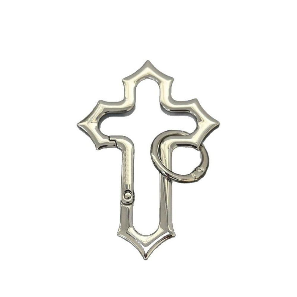 

Solid Construction Cross Carabiner Keychain Silver Camping Keychain Crucifix Keychain Daily Carry