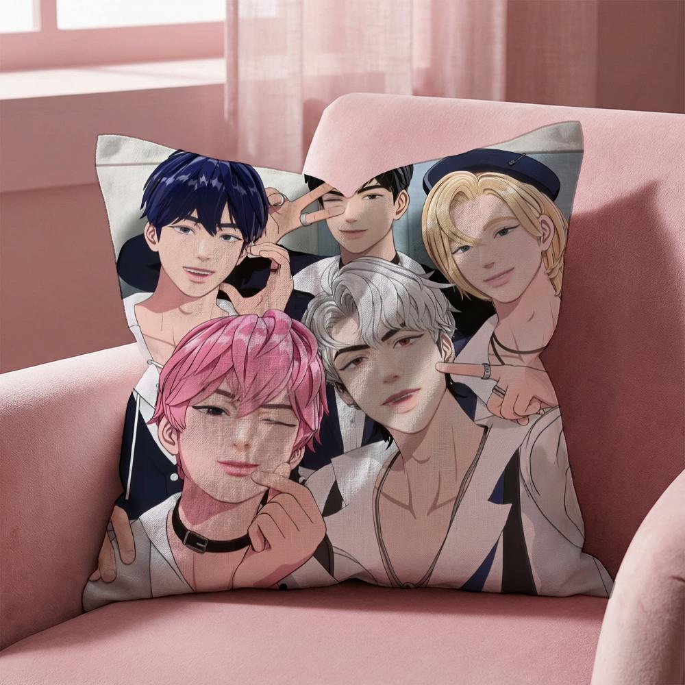 Kpop P-PLAVE Cushion Cover Multi-Scene Pillow Cover for Home & Car - Reversible, Soft & Durable for Daily Use