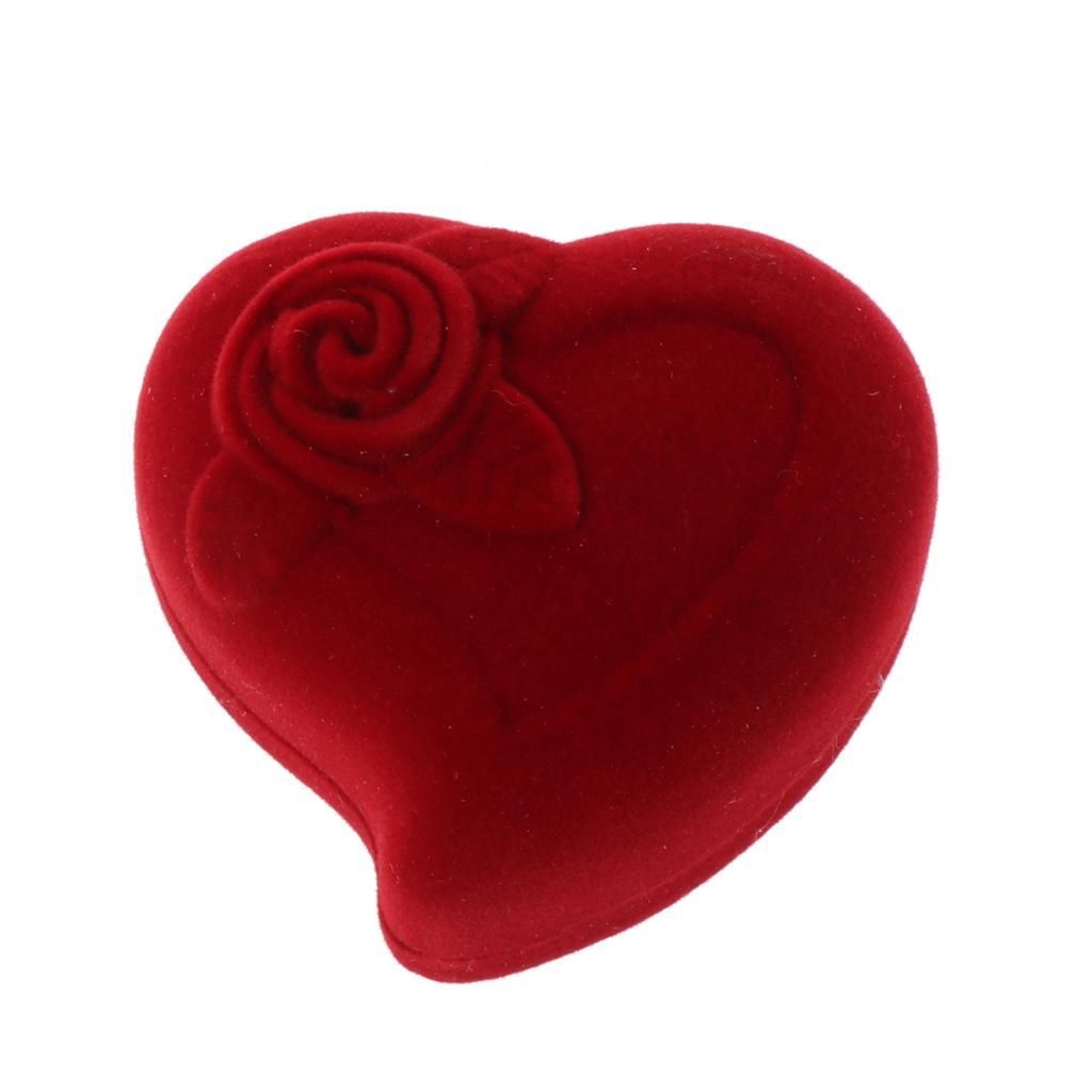 Heart Shape Rose Double Ring Box Pendant Box Earring Box Ring Necklace Organizer 1
