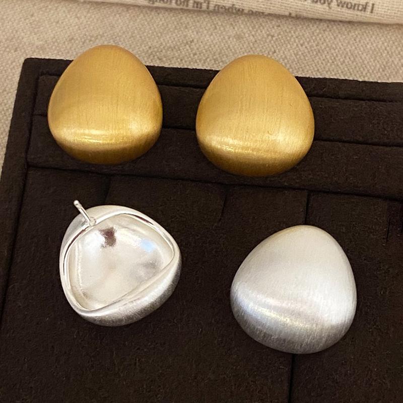 PONYKISS  Sterling Silver 18K Gold Brushed Water Drop Stud Earrings for Women Minimalist Fine  Trendy Accessories