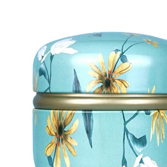 Tea Can Flower Print Wear-Resistant Tinplate Tin Can with Sealed Cover Home Storage