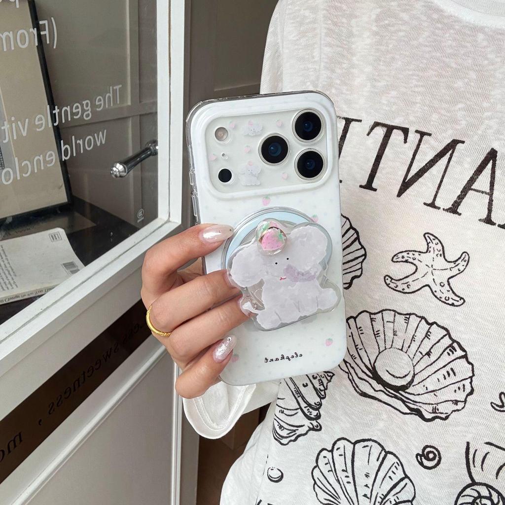Strawberry Elephant iPhone 16/15/14 Pro Max Magnetic Case with Double Layer and Bracket