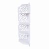 White Hollow Carved 4 Tier Corner Shelf Bookcase Display  Cosmetic Storage Bathroom Shelving
