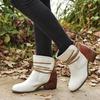 Autumn/Winter 2021 Plus Size Color Block Chunky Heel Women's Fashion Shoes