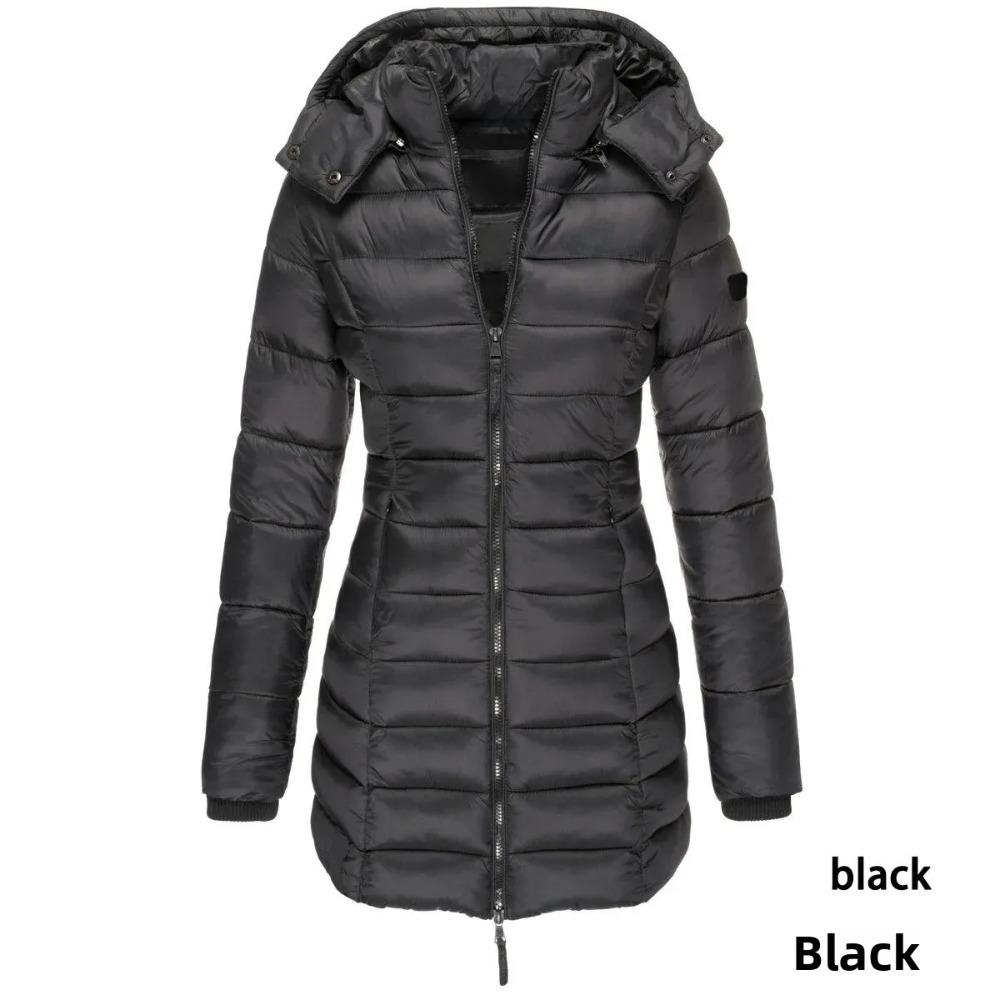 Damen Winter Baumwolljacke Slim Fit Daunen-Baumwollmantel Warme Oberbekleidung Langarm Modisch Mittellang