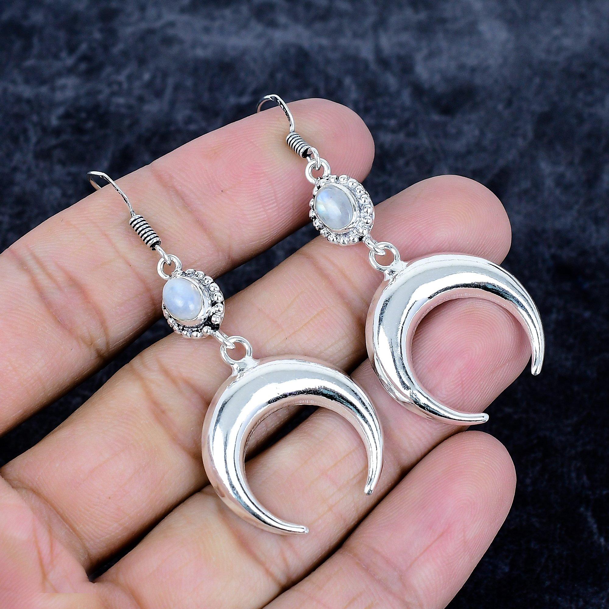 

Rainbow Moonstone Gemstone 925 Sterling Silver Jewelry Earring 2.36 MM-3471