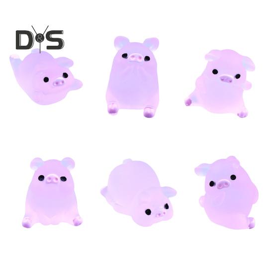 6ks Poutavé prase Socha Ornament Carving Technology Cute Glow Pig Mini Portrait Mini Fairy Garden Landscape