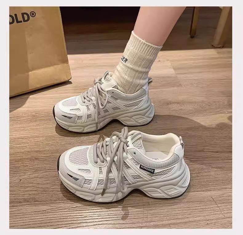 Retro Niche Thick-soled Dad Shoes for Women's 2025 Spring New Models Increase In Height, Versatile and Lightweight Casual Sports Shoes Show Small Feet